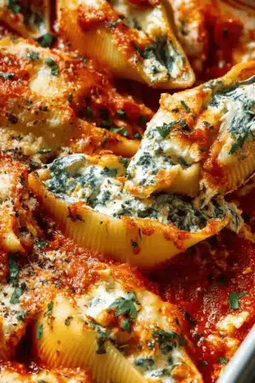 Spinach ricotta stuffed shells