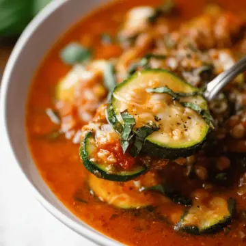 Zucchini Lasagna Soup with Lentils