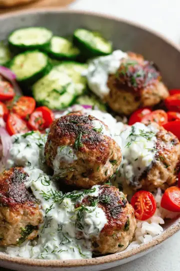Healthy Greek Turkey Meatballs With Tzatziki