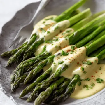 Asparagus with Hollandaise Sauce (brown butter)