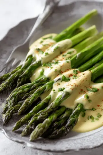 Asparagus with Hollandaise Sauce (brown butter)