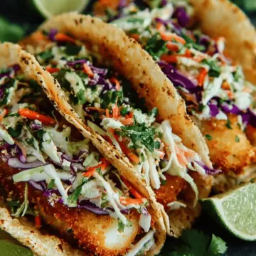 Crispy Fish Tacos with Cilantro Lime Slaw