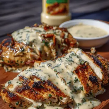 Grilled Stuffed Chicken with Cream Sauce