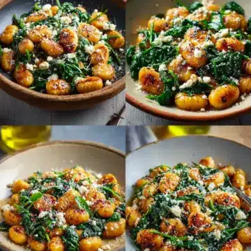 Crispy Gnocchi with Spinach and Feta
