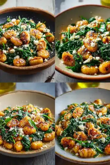 Crispy Gnocchi with Spinach and Feta