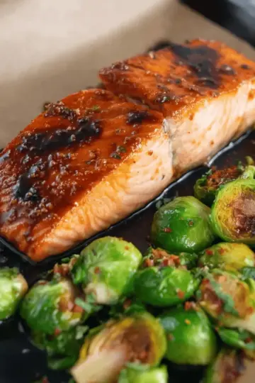 Teriyaki Salmon With Crispy Brussels Sprouts Recipe