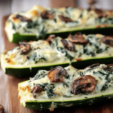 Spinach, Mushroom, and Ricotta Stuffed Zucchini Boats Recipe