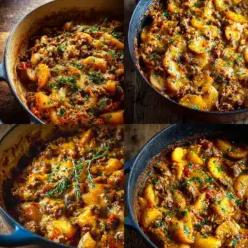 Cheesy One Pot Beef and Potatoes