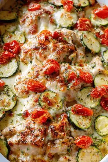 Mediterranean Chicken Zucchini Bake