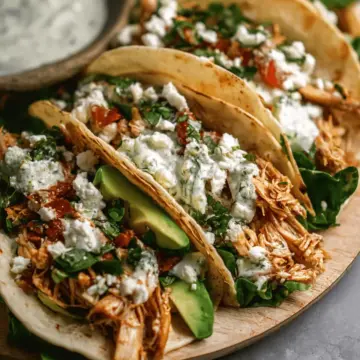 Shredded Chicken Tacos with Creamy Chimichurri Sauce
