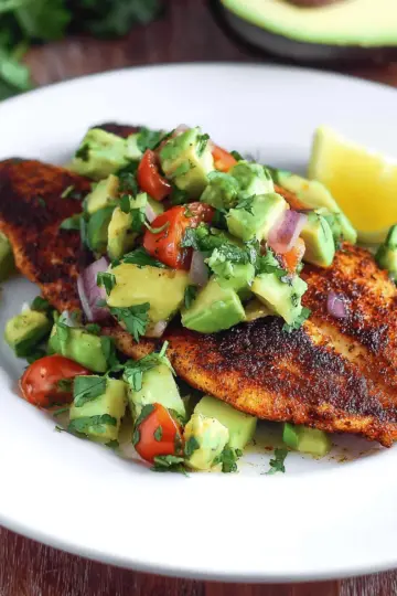 10-Minute Blackened Tilapia with Avocado Cucumber Salsa