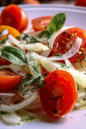 Fennel, Tomatoes Salad, Basil with Lemon Vinaigrette