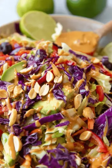 Crunchy Cabbage Salad with Peanut Dressing