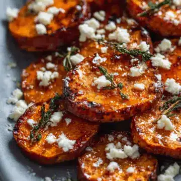 Roasted Sweet Potato Rounds with Honey & Feta
