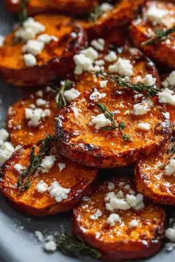 Roasted Sweet Potato Rounds with Honey & Feta