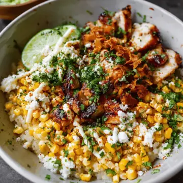 Street Corn Chicken Rice Bowls
