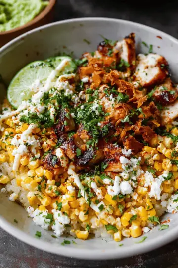 Street Corn Chicken Rice Bowls