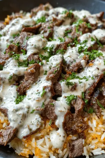 Steak Cheese and Rice