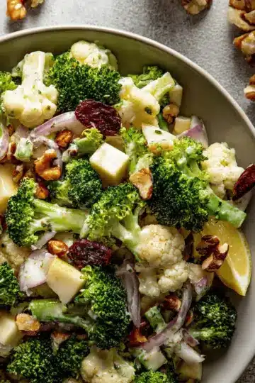 Apple Broccoli Cauliflower Salad with Lemon