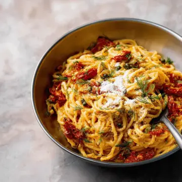 Creamy Sun-Dried Tomato Pasta with Capers and Dill