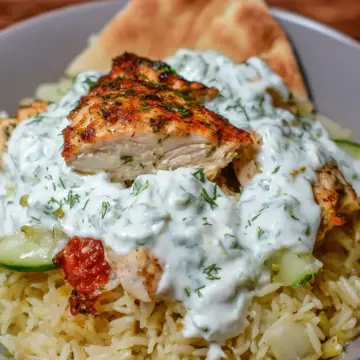 Dump and Bake Chicken Tzatziki and Rice
