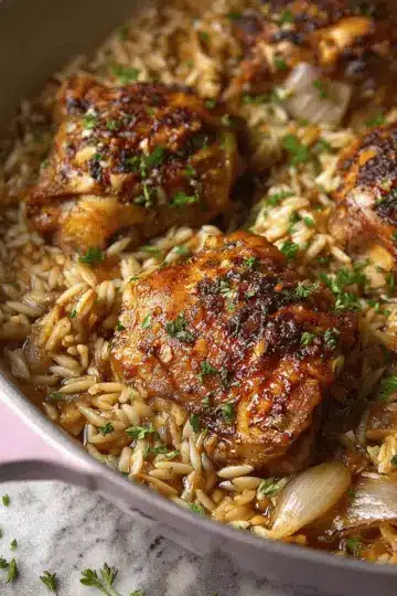 French Onion Chicken & Orzo