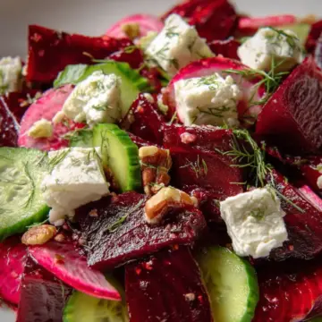 Easy Beet Salad with Feta and Cucumber