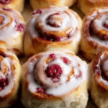 Raspberry Cinnamon Rolls with Lemon Glaze