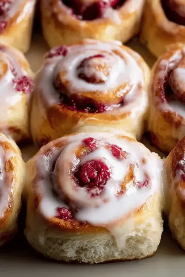 Raspberry Cinnamon Rolls with Lemon Glaze