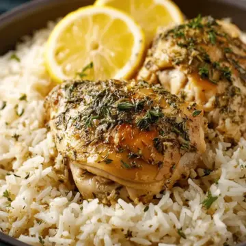 Slow Cooker Lemon Herb Chicken and Rice
