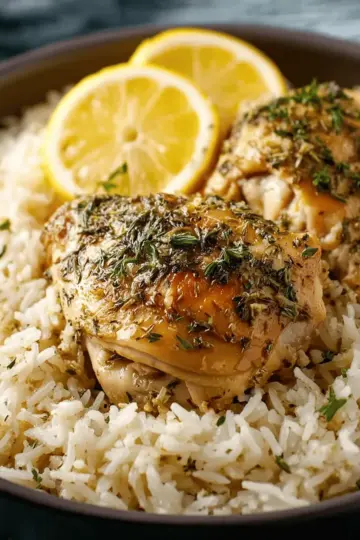 Slow Cooker Lemon Herb Chicken and Rice