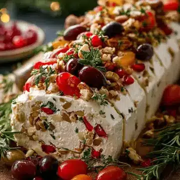 Festive Holiday Antipasto Cream Cheese Log