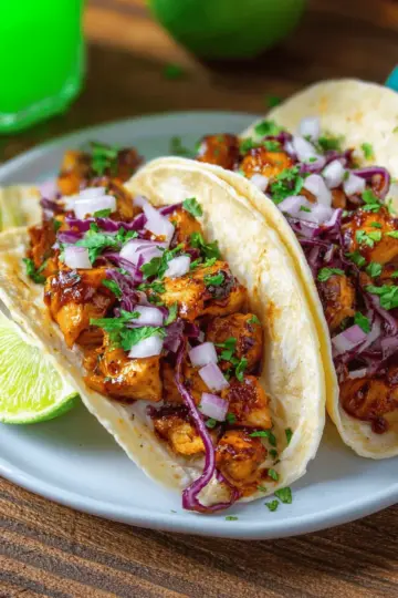 Garlic Butter Honey BBQ Chicken Tacos