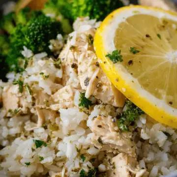 Crockpot Lemon Garlic Chicken and Rice