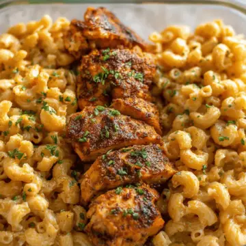 High Protein Honey Garlic Butter Chicken with Mac & Cheese