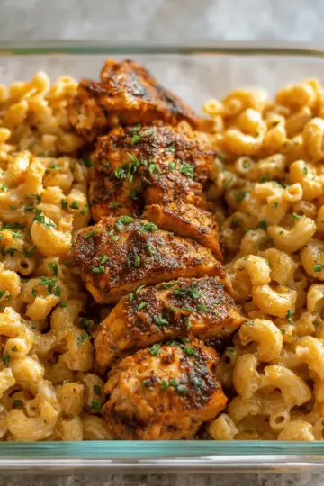 High Protein Honey Garlic Butter Chicken with Mac & Cheese