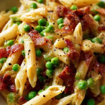 Penne Pasta, Peas and Bacon