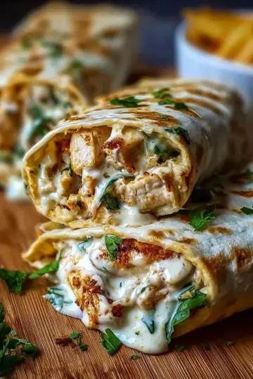 Cheesy Garlic Chicken Wraps