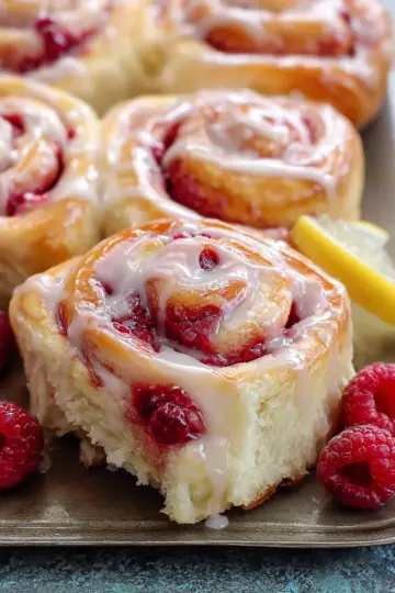 Raspberry Lemon Sticky Buns with Lemon Glaze