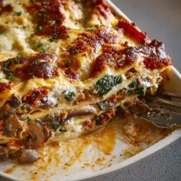 Mushroom and spinach lasagne