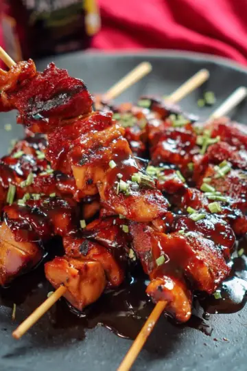 Sticky Bourbon Chicken Skewers