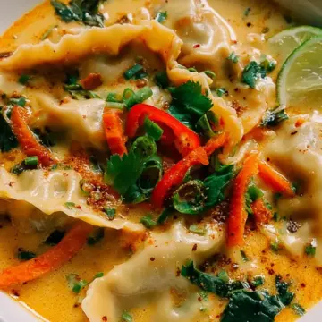 Thai Coconut Curry Potsticker Soup
