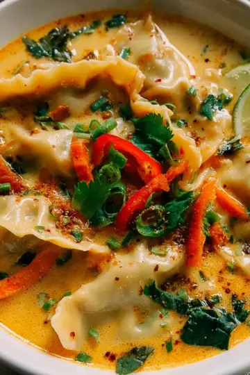 Thai Coconut Curry Potsticker Soup