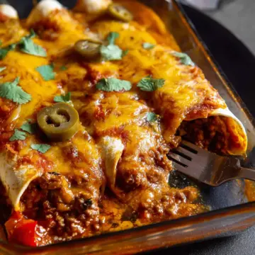 Beef and Cheese Enchiladas with Flour Tortillas