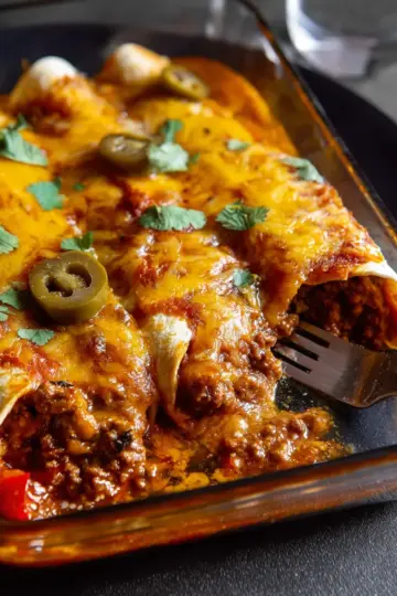 Beef and Cheese Enchiladas with Flour Tortillas