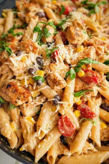 Southwest Chicken Pasta (With Penne Pasta)