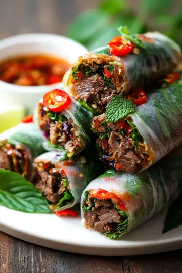 Thai Basil Beef Rolls