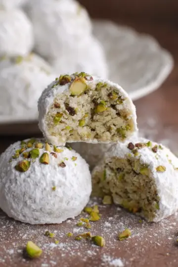 Pistachio Snowball Cookies