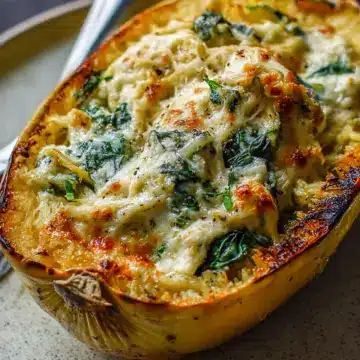 Spinach and Artichoke Stuffed Spaghetti Squash