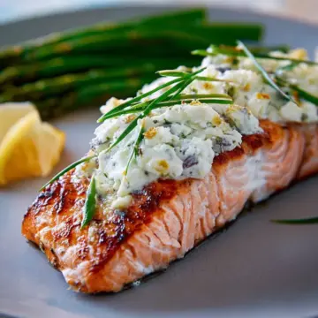 Baked Salmon with Boursin Topping